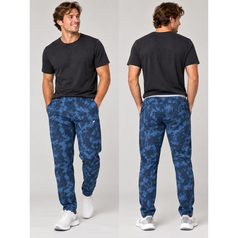 Fabletics Pants Mens Blue Digi Camo Large  Lightweight Performance Activewear
